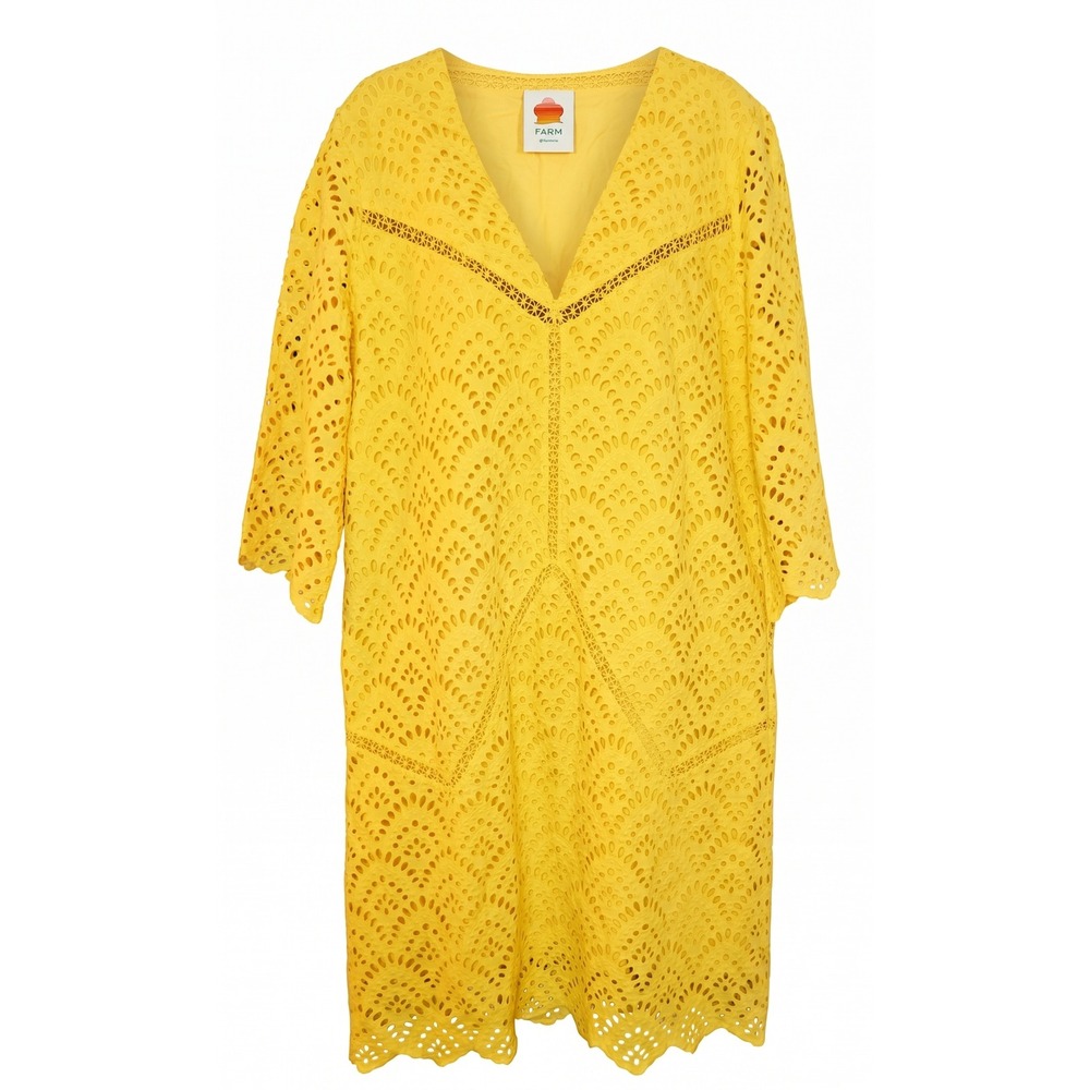 FARM Rio Yellow Eyelet Mini Dress - Picture 2 of 5
